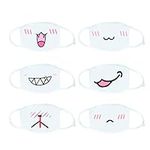 Xshelley 6 Pack Mouth Mask, Unisex Cotton Super Cute Fashion Face Mask Anti-Dust Mask White for Boys and Girls