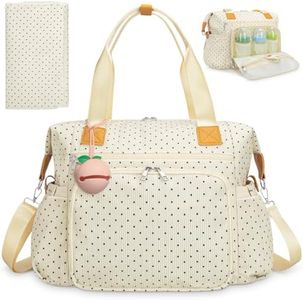 KUBYA Diaper Bag Tote, Diaper Tote Bag Travel Hospital Mommy Baby Nappy Tote Bag for Women, Corduroy Stylish Cute Gym Tote Bag for Women, with Silicone Pacifier Case & Changing Pad