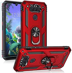 LG Aristo 5 Case,LG K8X/Phoenix 5/Fortune 3/Tribute Monarch/Risio 4 case,PUSHIMEI Military Grade Protection Phone Case Cover with HD Screen Protector Magnetic Ring Kickstand (Red Military Case)