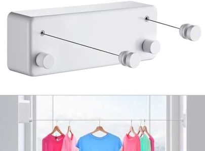 MUYXGYFE Premium Retractable Clothesline | Heavy Duty Retracting Rope Line for Clothes or Laundry, Perfect for Indoor or Outdoor Use and Travel or Camping Can Lock to Prevent Sagging(White)