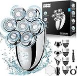 Head Shavers for Bald Men, 7D Upgraded Shavers for Men with LED Display, 5 in 1 Rotary Skull Shaver, IPX7 Wet/Dry Mens Cordless Shaver Grooming Kit with with Hair Clippers Beard Trimmer Nose Trimmer