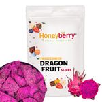 Freeze Dried Dragon Fruit Slices 100g - Dehydrated from Frozen Red Pitaya Chips - Edible Tropical Superfood Chunks for Snacking, Cocktail Garnish, Smoothie or Making of Fresh Pink Dragon Fruit Powder