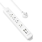 TROND Surge Protector Power Bar USB C, 3ft Short Extension Cord Indoor, Slim Power Strip Flat Plug, 4 Outlets 4 USB Ports, 1440 J, Wall Mount, Office Supplies Travel Essentials Gaming Room Accessories