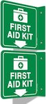 T&R First Aid Kit Sign, First Aid Kit with Down Arrow - 2 Pack - 6 x 6 Inches Acrylic, 2 pre-drilled holes, Includes Matching Screws, Use for Office/Business