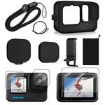 YHTSPORT Silicone Sleeve Case for GoPro Hero Black, Accessories Kit for GoPro, Screen Protector + Battery Side Cover + Lens Cap + Lanyard for Hero Accessories Kit (GoPro Hero 12/11/10/9)