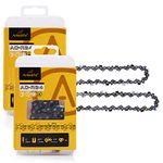 A ANLEOLIFE AC-R34 Semi Chisel Chainsaw Chain for 8 inch Bar .043" Gauge 3/8 inch Low Profile Pitch, 34 Drive Links Low Kickback Fits Oregon, Poulan, Remington Ryobi Craftsman 2-Pack