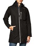 Helly Hansen Women's Long Belfast Lightweight Waterproof Windproof Breathable Raincoat Jacket with Hood, 991 Black, Small