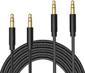 Aux Cable - 2 Pack, T Tersely 1M+2M (3FT+6FT) 3.5mm Male to Male Auxiliary Audio Stereo Nylon Braided Cord for iPhone iPad iPod Echo, Car,Headphones,Home Stereos Speakers Tablets Phones, More