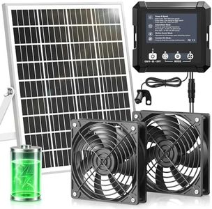 Innoland Solar Fan for Chicken Coop, IP65 Waterproof Solar Powered Fan with Battery & 25W Solar Panel, Solar Exhaust Fan with Sensor for Greenhouse | Pet House | Tool Shed | Garage Air Ventilation