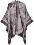 ZEMANIA Revesible Women's Wrap Imitation Cashmere Pashmina Open Front Poncho Cape Wool-Like Shawl Long Cardigan Blanket Sweater