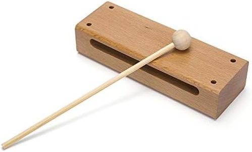 Wood Block Musical Instrument with Mallet Solid Hardwood Percussion Rhythm Blocks