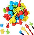 36 Pcs Pencil Top Erasers Fun Eraser Toppers for Kids, Bulk Cute Rock Paper Scissors Eraser Caps, 4 Colors