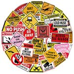 Adkumil 50 pcs Funny Warning Sign Stickers Waterproof Vinyl Stickers for Laptop Water Bottle,Sign stickers decoration supplies for family to stay at home and outdoor