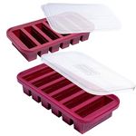 Souper Cubes 1/2 Cup Silicone Freezer Tray with Lid - Easy Meal Prep Container and Kitchen Storage Solution - Silicone Mold for Soup and Food Storage - Cranberry – 2-Pack