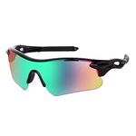 Dark Wost Sports Sunglasses for Men Women Youth Baseball Fishing Trekking Driving Cycling Bike Sunglasses UV400 Protection Mirrored Lens TAC Glasses (Frame Black/Lens Green)