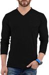 Decrum Mens Black Long Sleeve Shirts - Full Sleeve T-Shirt Mens | [40001012] Black LGS Vneck Plain, S