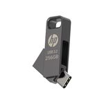 HP 886C 256GB OTG Flash Drive 3.2 Rock/USB Metallic Swivel Design/Durable Metal Material