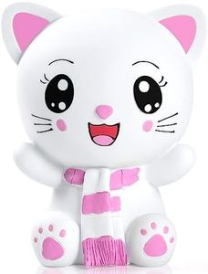 H&W Cute Kitten Coin Money Bank, Shatterproof Cat Piggy Bank for Kids, Creative Money Bank, Can Store 800 Coins, Best Bitrthday Gift Toy, Pink (WK19-D3)