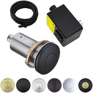 BESTILL Garbage Disposal Air Switch Kit - UL Listed, Brass Long Push Button for Waste Disposer, Cordless Sink Top Switch Button, Matte Black