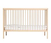 Mokee Mini Cot Bed Natural Cot - Space Saving Wooden Crib with Adjustable Height - Converts to Toddler Bed - Scandinavian Design Cotbed in Untreated Beechwood (Natural Beech)