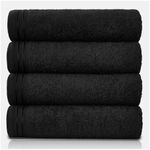 GC GAVENO CAVAILIA Large Towels Bath Sheet - Highly Absorbent Egyptian Cotton Towel Set - 4 Pack Extra Soft Large Bath Towel Black - Quick Dry Bath Sheets - 450 GSM Washable Towels, 75 X 135 Cm