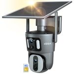 Xega Dual Lens Linkage 4G LTE Security Camera No WiFi Solar Powered Cellular Security Camera Wireless Outdoor 1080P 360° View Dual Screen Color Night Vision Two-Way Audio IP66 Waterproof