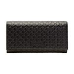 GUCCI wallet fold black micro guccissima leather 449396BMJ1G-1000, Black, Large, Continental Wallet