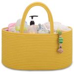 COMSE Baby Nappy Caddy Organizer, Nappy Basket, Baby Car Organizer, Diaper Change Organizer, Portable Tote Bag with Divider, Baby Shower Gifts Newborn Essentials Registry Must Have,Harvest Gold