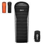 QEZER Down Sleeping Bag,Lightweight Rectangular Winter Sleeping Bag [1180g/1860g] for Adults and Kids 4 Season Camping, Hiking,Warehouse and Moutaineering Outdoor (Grey)
