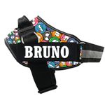 KIKA Pets Personalized Dog Harness Belt | Dog Harness with Name | Customized Dog Vest Harness, Harness for Dogs Large Size (for 21-35 kgs) Groovy Emoji, Multi-colored