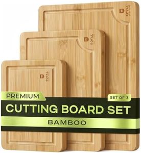 Wooden Cutting Boards for Kitchen Meal Prep & Serving - Bamboo Wood Cutting Board Set - Charcuterie & Chopping Butcher Block for Meat - Kitchen Gadgets Gift