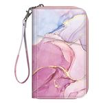 Fintie Family Passport Holder Wallet, RFID Blocking Travel Document Organizer Clutch Bag Credit Cards Case Cover for Women Men, Marble Pink, Family Passport Holder