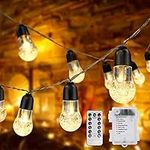 Fairy Lights Battery Operated Outdoor String Lights 20FT 30LED Crystal Bulbs Garden Lights Indoor Decorative Christmas Patio Lights Waterproof 8 Modes for Party Garden Porch Yard Wedding (Warm White)