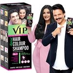 VIP Hair Color Shampoo, Black, 400ml for Men and Women - Family Pack