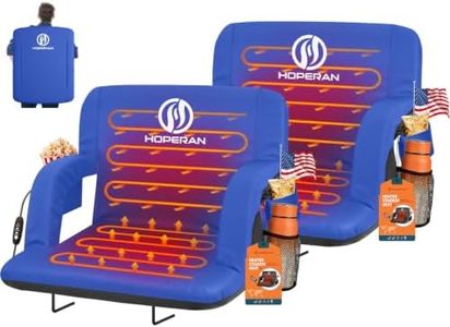 HOPERAN 25" Heated Stadium Seats for Bleachers with Back Support, Blue 2PC