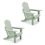 VonHaus Green Folding Adirondack Chair Set of 2 - Foldable Fire Pit Chair for Garden, Patio, Balcony & Outdoors - Waterproof HDPE Slatted Firepit & Garden Seat with Wide Armrests & Sloped Back