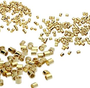 The Beadsmith Tube Crimp Beads, Assorted Sizes, Gold Color, Uniform Cylindrical Shape, No Sharp Edges, Designed to Secure The Ends of Jewelry Stringing Wires and Cables