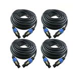 Yoico 4X 25 Feet Professional Speakon to Speakon Cables Wire, 12 Gauge AWG 2-Conductor Audio Amplifier Speaker Cord, 4 Pack