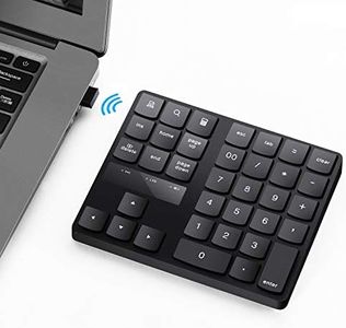 Numeric Keypad, 35-Keys Portable USB Wireless Numeric Keypad Rechargeable Ultra-Silent External Numeric Pad for MacBook/MacBook Pro/Air and Windows Laptop (Black)