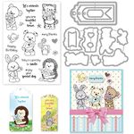 ORIGACH Tags and Animals Clear Stamp and Dies Set for DIY Scrapbooking Album Decorative Card Making