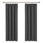 Deconovo Pencil Pleat Blackout Curtains, Thermal Insulated Solid Curtains for Bedroom, 46 x 72 Inch, Dark Grey, 2 Panels