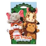 Melissa and Doug Zoo Friends Hand Puppets, Puppet Sets, Elephant, Giraffe, Tiger, and Monkey, Soft Plush Material, Set of 4