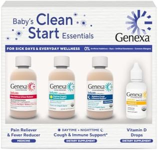 Genexa Baby’s First Medicine Cabinet, 4-Pack Gift Set – Infant Pain Relief & Fever Reducer, Organic Baby Cough Syrup and Vitamin D 400 IU, Dye-Free Baby Health Essentials for Infants & Toddlers