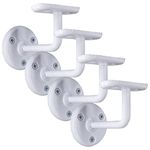 IRONTITE® 4X White Handrail Brackets, Heavy Duty Banister Rail Brackets, Suits Wood Or Metal Stair Banister Rails, Perfectly Finishing The Look of Your Hand Rail