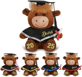 Duckbe Custom Graduation Highland Cow with Name Date, Personalized 2025 Graduation Stuffed Animal for Kids Students, Cute Pre K Kindergarten High School College Grad Gift for Him/Her
