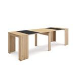 Skraut Home | Extendable Console Table | Folding Dining Table | 260 | For 12 diners | Folding table | Modern Style | Oak and Black
