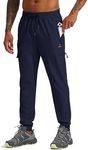 Willit Men's Hiking Joggers Travel Athletic Pants Lightweight Quick Dry Outdoor Running Pants with Zipper Pockets Navy XXL