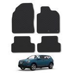 Rubber Car Mats Compatible with Nissan Qashqai (2007-2014) Tailored Fit Rubber Floor Mats Set Accessory Black Custom Fit 4 Pieces with Clips - Anti-Slip Backing, Heavy Duty & Waterproof