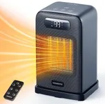 MORENTO Space Heaters for Indoor Use, 1500W Electric Heater, Desk Heater with Heating and Fan Modes in Office with Thermostat, Small Space Heaters for Bedroom and Indoor Use (Flare Black)