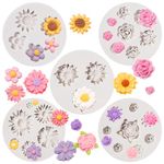 Growtail Silicone Flower Mold, 5 Piece Set - Food Grade, Reusable, Heat Resistant - Cake Decorating, Chocolate Making, Soap Making, Polymer Clay Molding